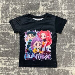 KPop Demon Hunters T-Shirt with Rumi, Mira & Zoey Black, 100, Age 4, “READ”